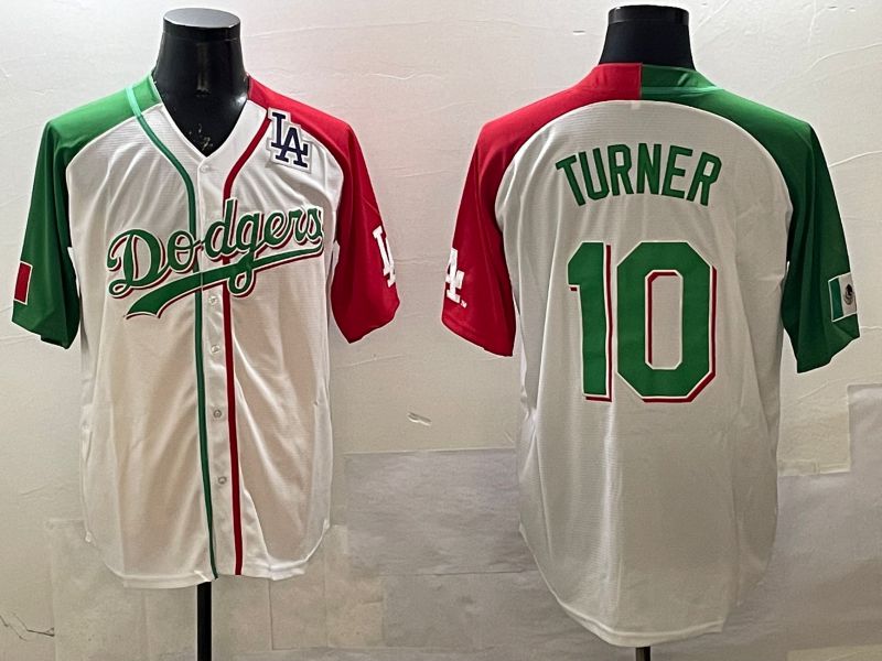 Men Los Angeles Dodgers #10 Turner White Green Game 2025 Nike MLB Jersey style 5->chicago cubs->MLB Jersey